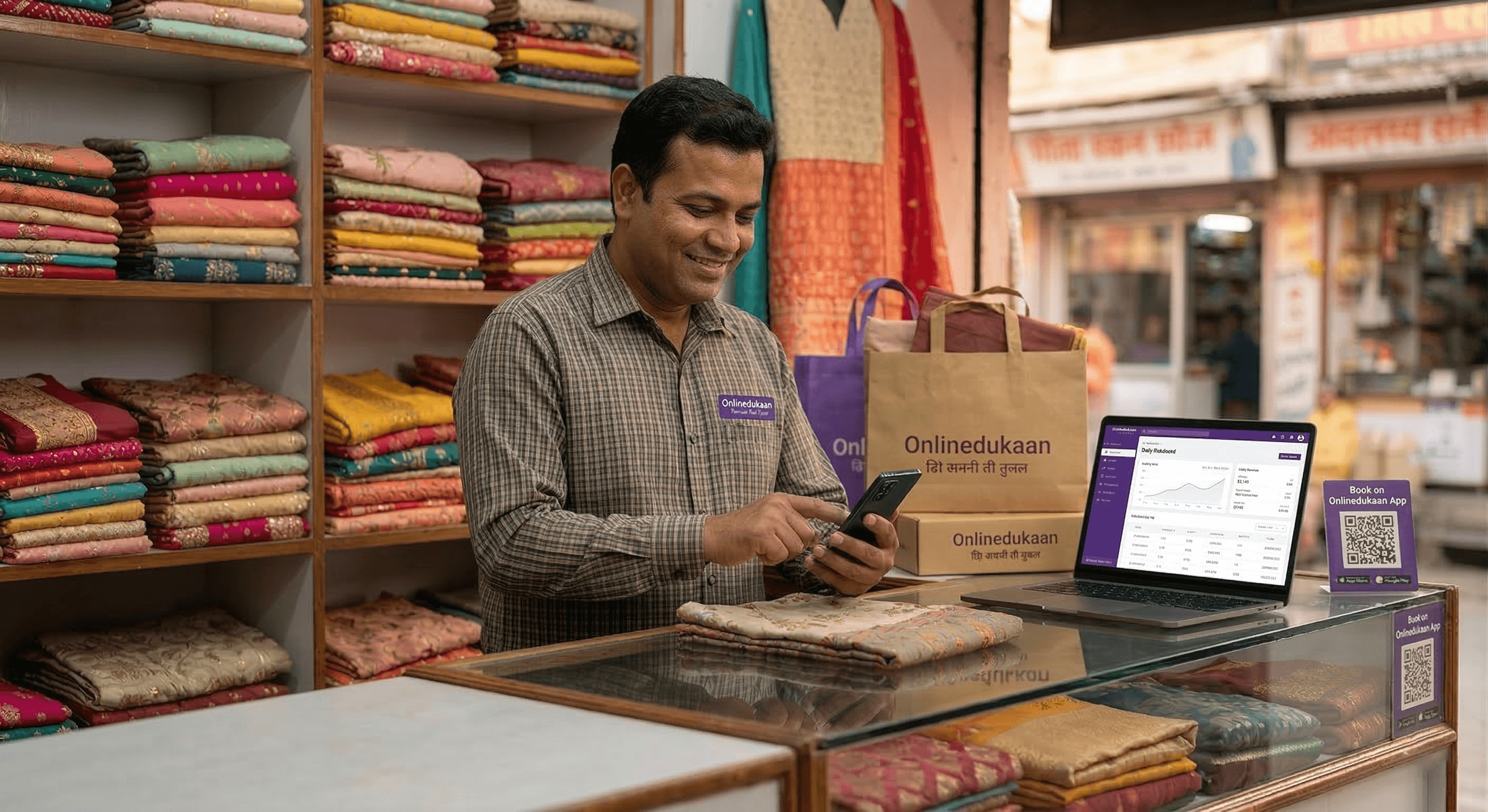 Visual representation for tip: "As a seller, OnlineDukaan changed my business. Customers from across the city now find my shop online. My sales have gone up 40% in just two months!" - Ramesh Gupta, Shop Owner